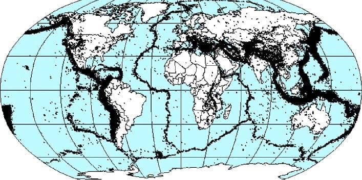 Карта землетрясений